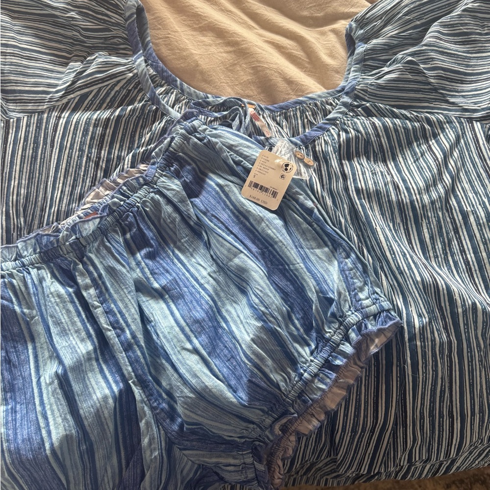 Blue and White Striped Maxi Dress - Picture 5 of 5